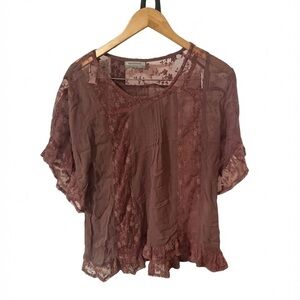 World Market Mauve Lace Blouse